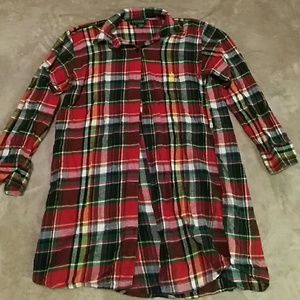 Ralph Lauren Long Plaid Flannel Nightshirt